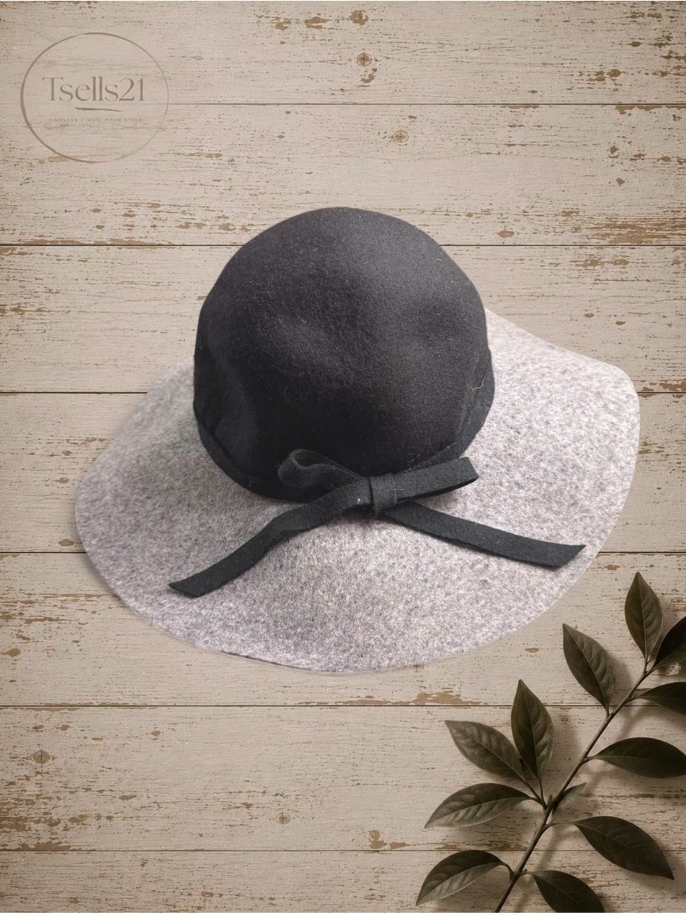 Charming Charlie Vintage Two-Tone 100% Wool Felt Floppy Hat